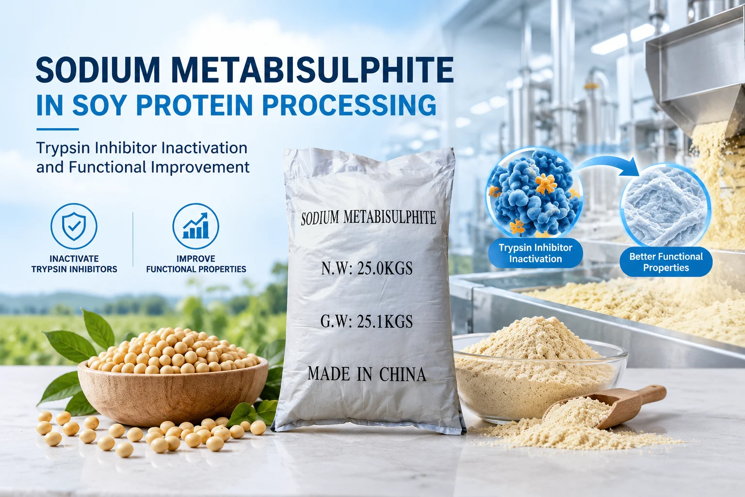 sodium metabisulfite in soy protein processing
