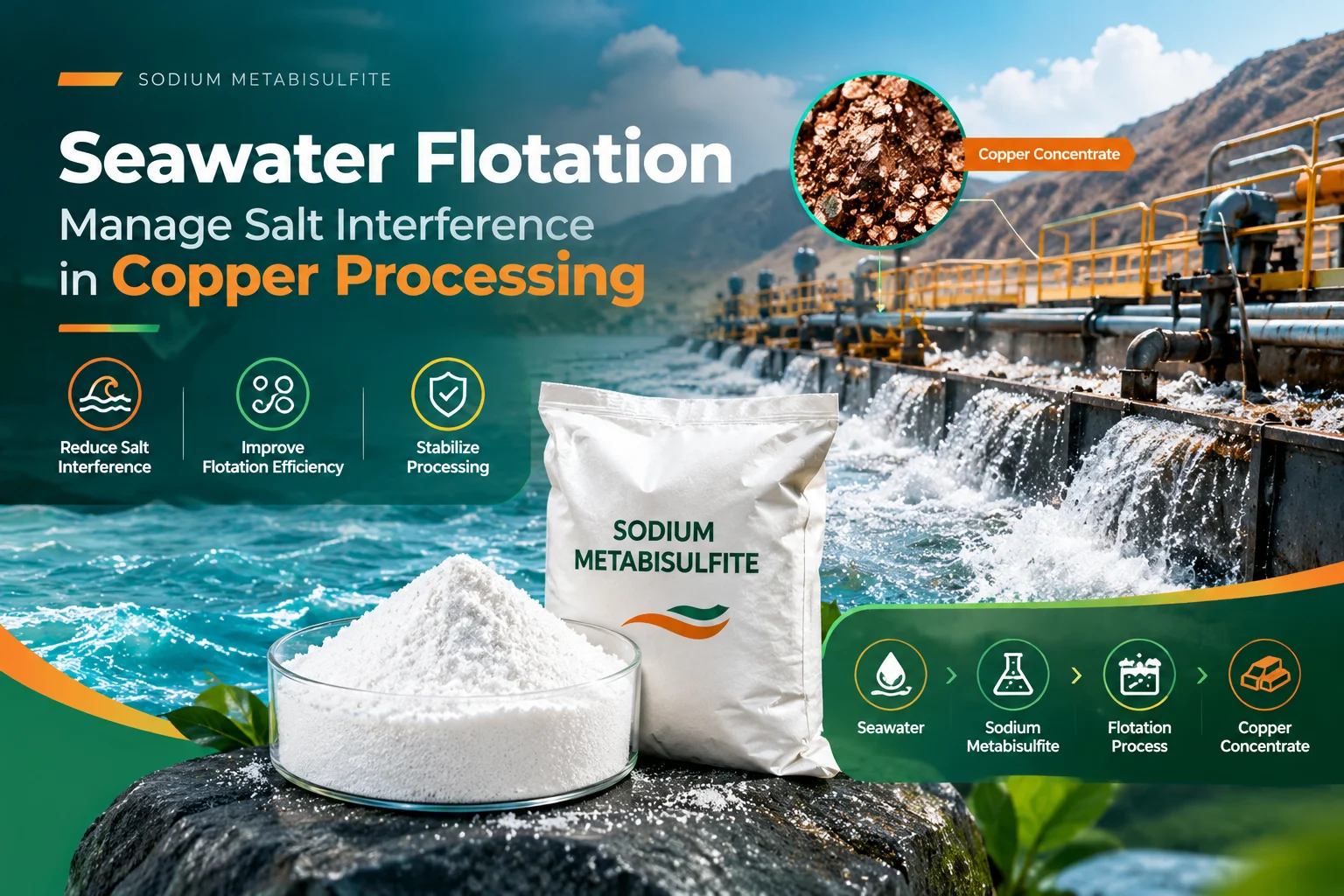 Sodium Metabisulfite in Seawater Flotation